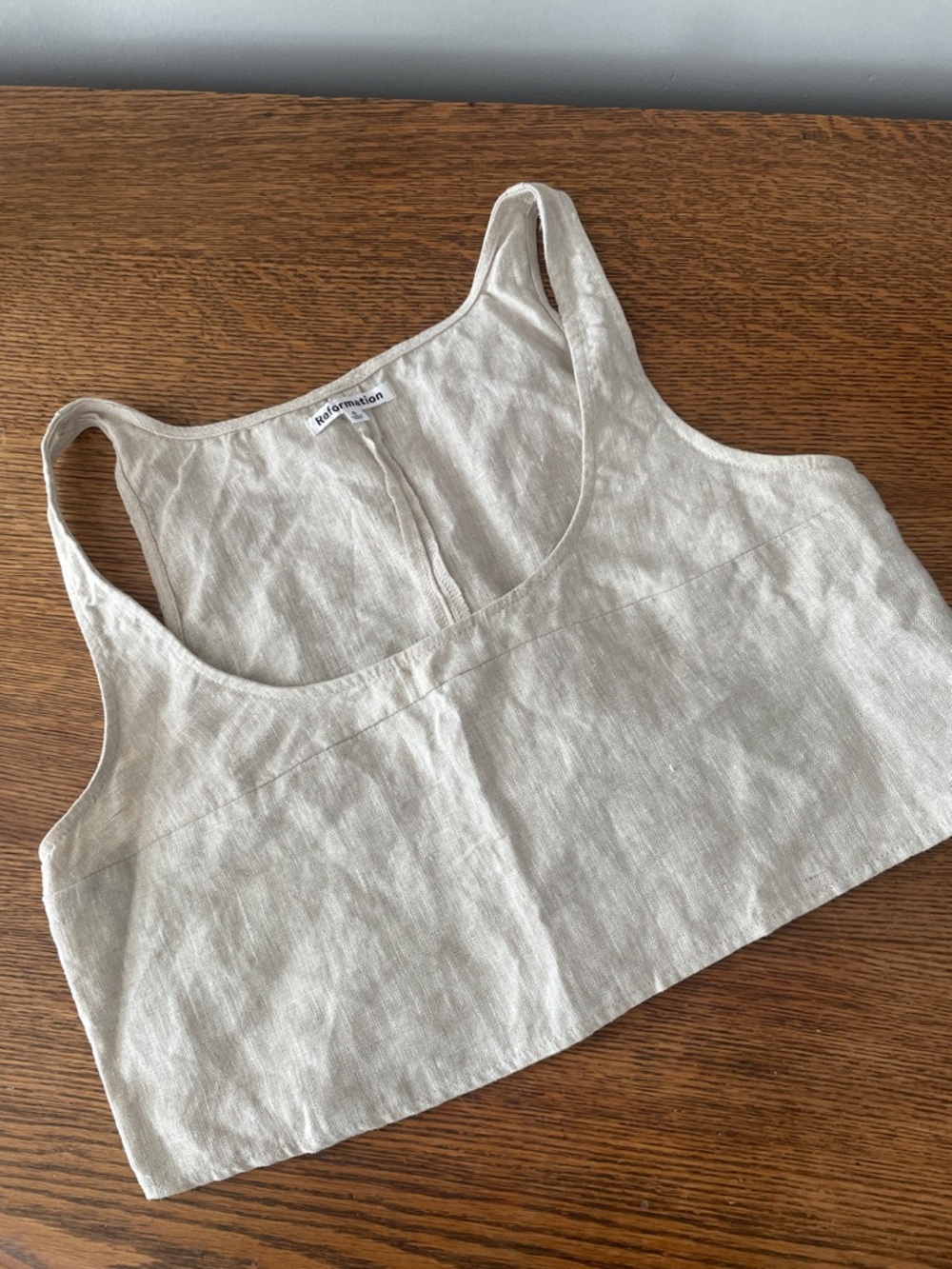 Reformation Natural Linen Crop Tank in Cream